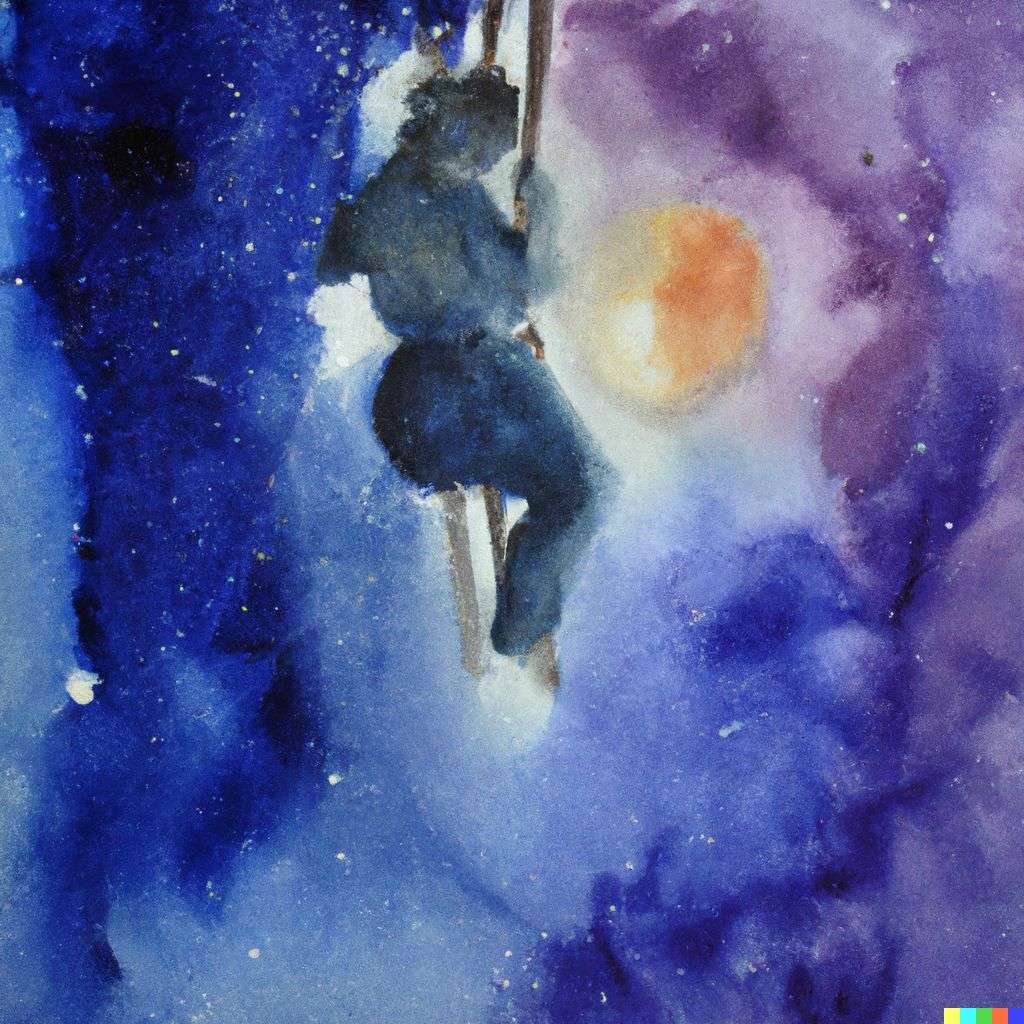 the discovery of gravity, watercolor painting